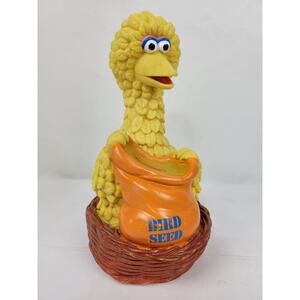 Vtg Sesame Street Big Bird Holding Bird Seed Sack Jim Henson Co 10" Piggy Bank